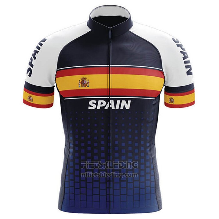2020 Fietskleding Kampioen Spanje Blauw Geel Korte Mouwen en Koersbroek